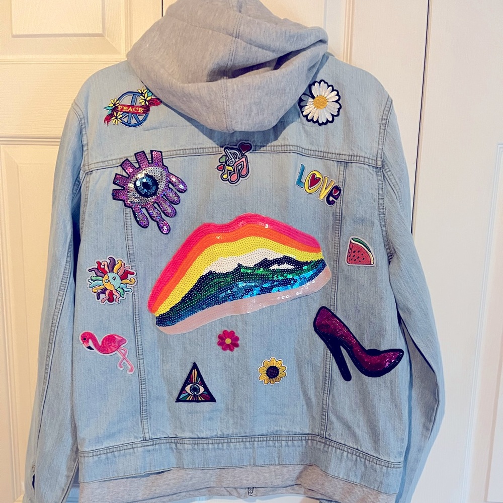 Jeans Jacket White Decorations Gem